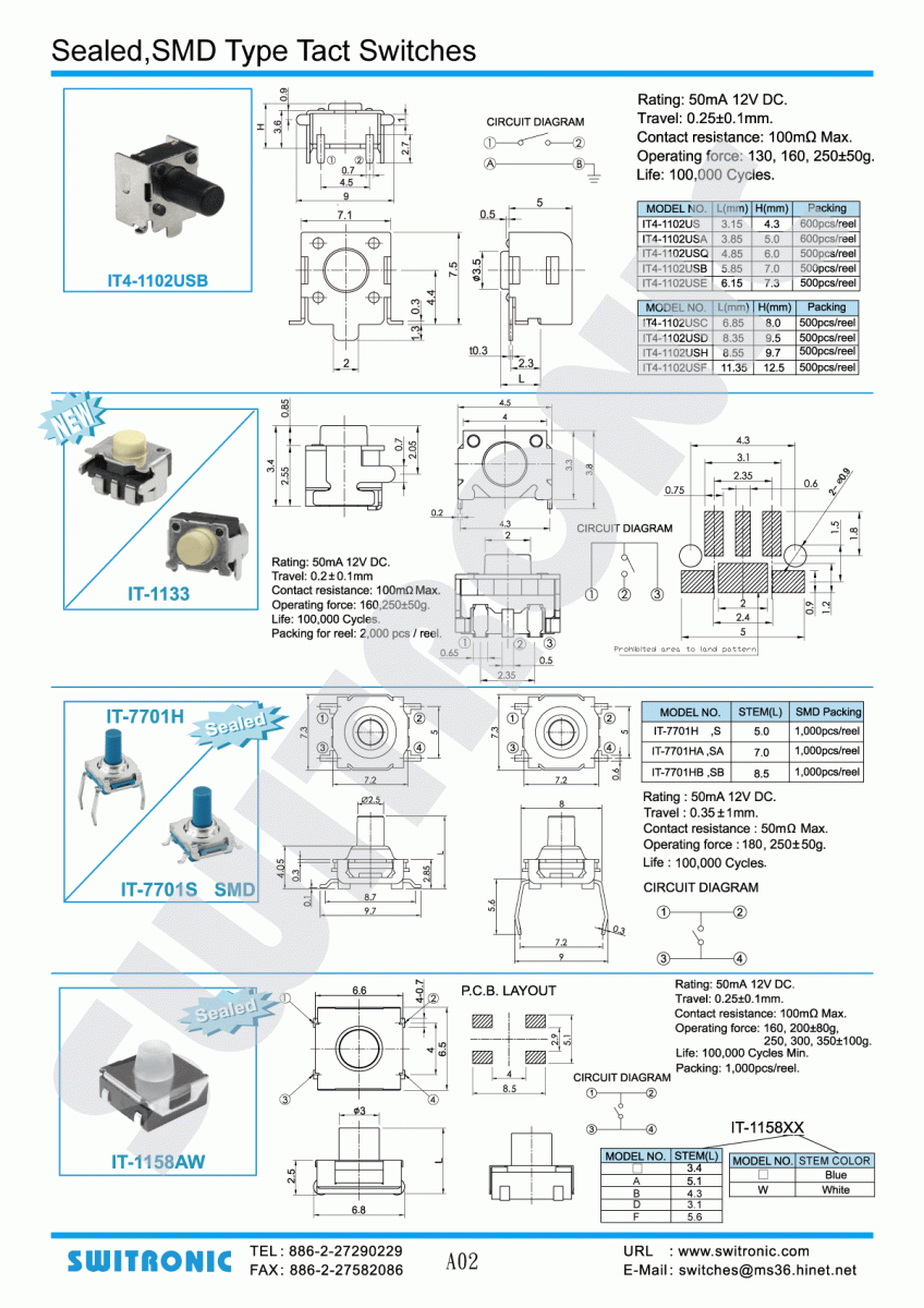 Sealed SMD Tact Switch