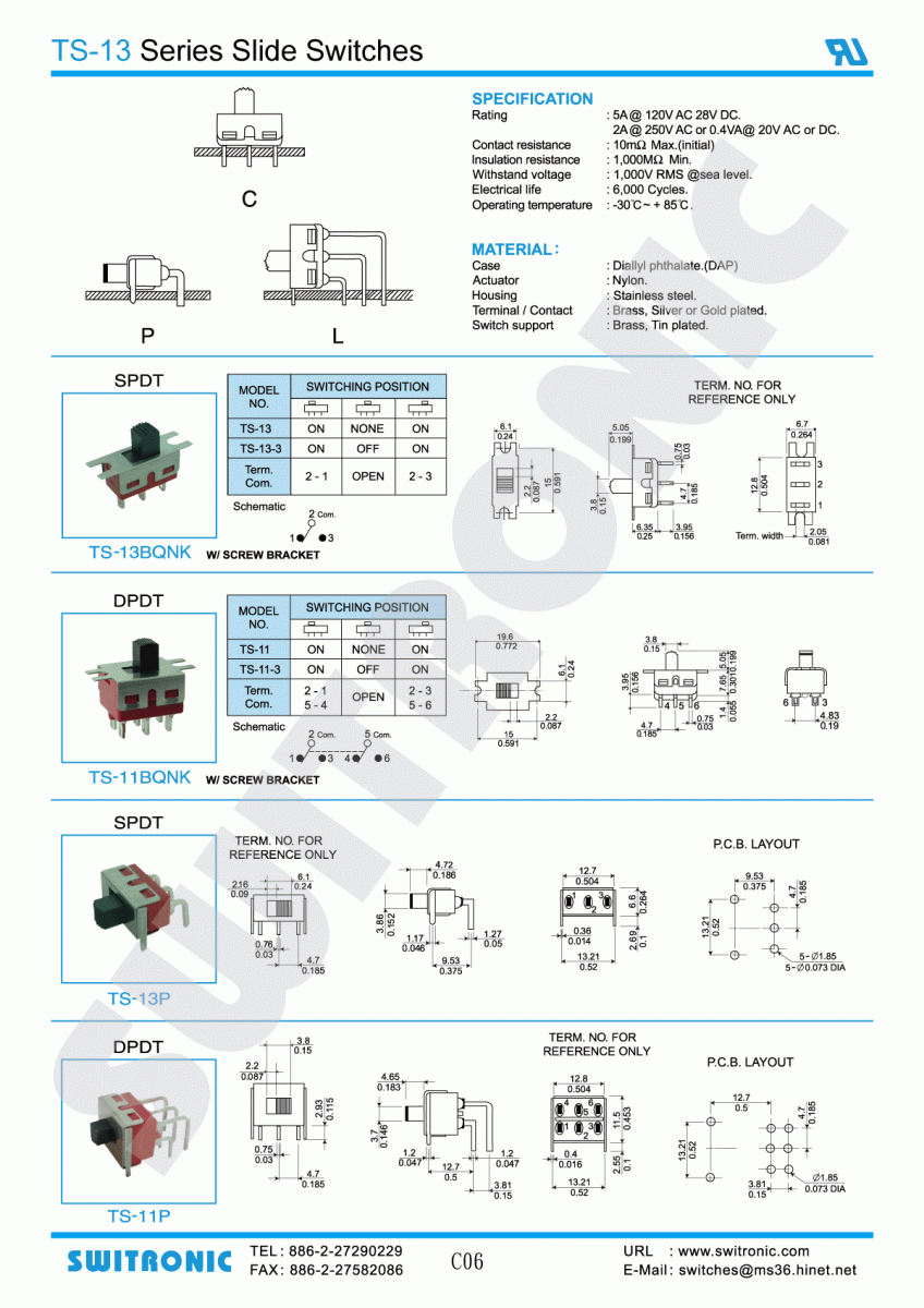 TS-13 Series Slide Switch