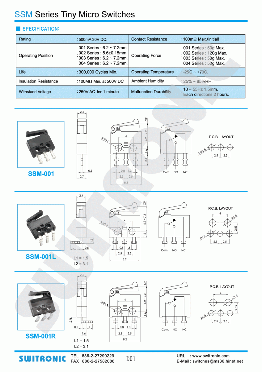 SSM Series Tiny Micro Swith