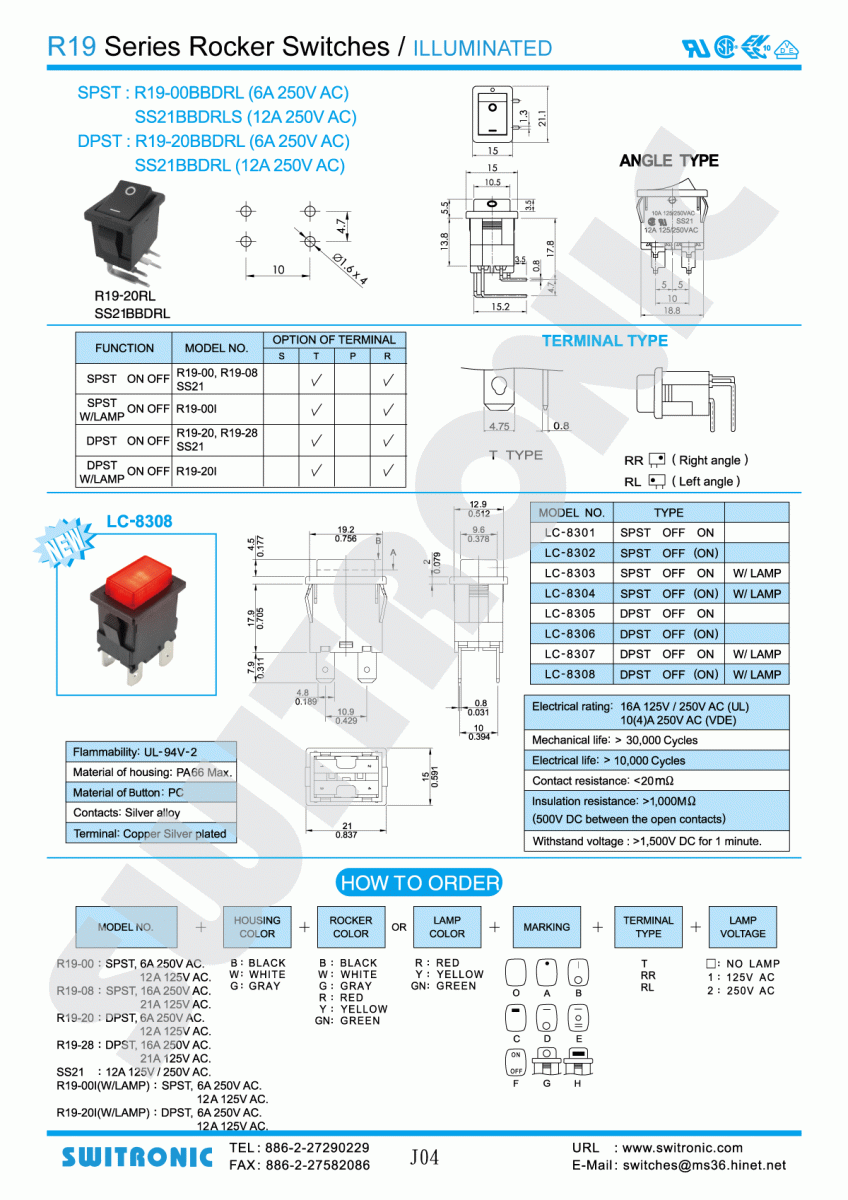 R19 Series Rocker Switch Push Switch Illuminated