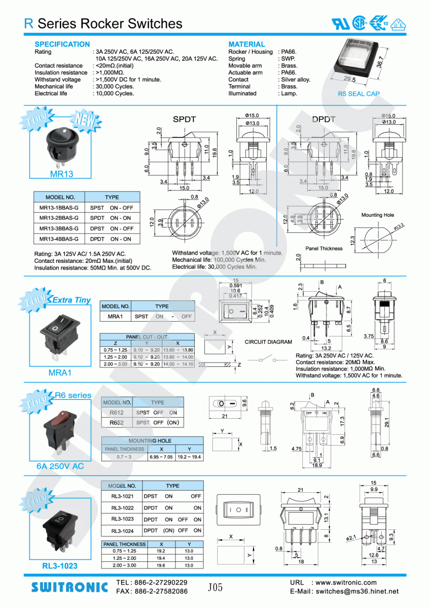 R Series Rocker Switch Illuminated